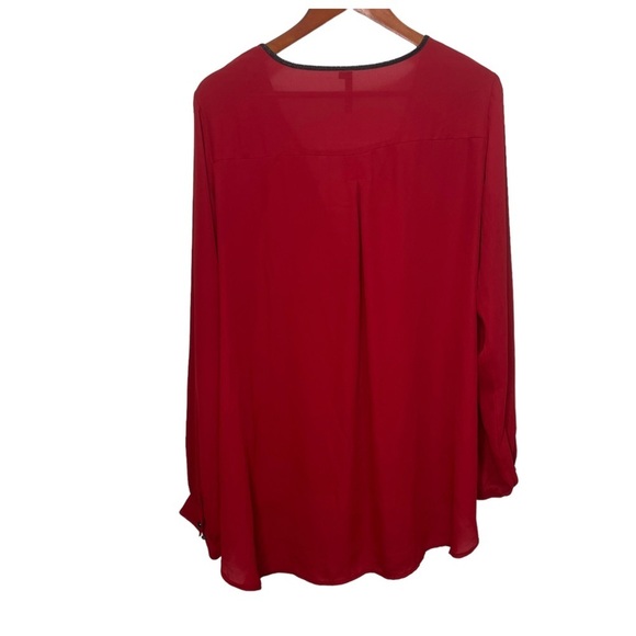 Addition Elle M Studio Burgundy Faux Wrap Sheer Blouse Size 18 - Picture 2 of 10